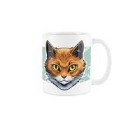Purely Home Ginger Cat Mug - Cartoon Fun Novelty Gift for Cat Lovers - Tea/Coffee Ceramic White Cup
