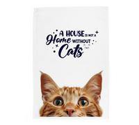 Purely Home Ginger Cat Tea Towel - Panama Cotton Novelty Kitchen Gift For Cat Lovers