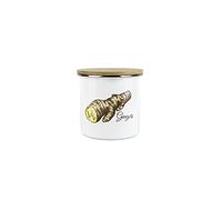 Purely Home Ginger Herbs Mini Storage Canister - White Classic Cooking Herbs Metal Enamel Food Storage Container
