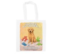 Purely Home Golden Retriever Tote Bag - Silence is Golden Novelty Reusable Shopping Bag Gifts for Dog Lovers