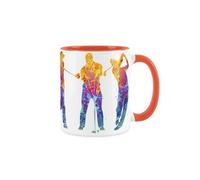 Purely Home Golf Mug - Abstract Paint Effect Orange Golfer Mug Coffee/tea Gift For Sports Lovers