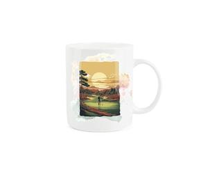 Purely Home Golf Mug - Golf Course Landscape Outdoor Sports Gift/Present - Tea/Coffee White Bone China Mug