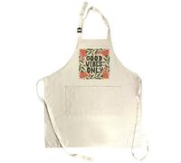 Purely Home Good Vibes Only Apron - Floral Kitchen Gifts For Her - Adjustable Neck/waist Ties Cooking & Baking Apron With Large Front Pocket