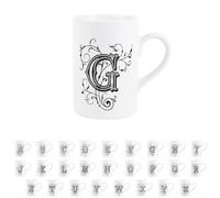 Purely Home Gothic Letter G Mug - Black & White Swirly Personalised Initial/Alphabet Gift - Tea Coffee Hot Drinks Ceramic Mug Present