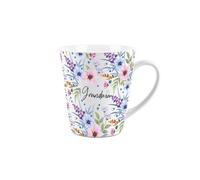 Purely Home Grandma Gift Mug - Blue And Purple Floral Design Small Latte Mug - Ceramic Tea/coffee Cup Presents For Her