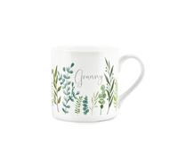 Purely Home Granny Mug - Green Leaves & Foliage Indoor Plants Bone China Mug - Tea/Coffee Present for Mothers Day