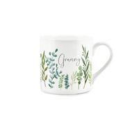 Purely Home Granny Mug - Green Leaves & Foliage Indoor Plants Bone China Mug - Tea/coffee Present For Mothers Day