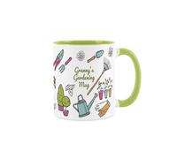 Purely Home Grannys Gardening Mug - Garden Accessories & Tools Presents - White & Light Green Tea/Coffee Drinks Cup Mothers Day Gift
