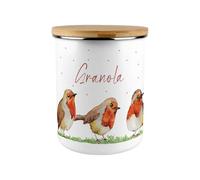 Purely Home Granola Large Canister Jar - Robins Themed Extra Large Storage Container - Bird Patterned Homewares Gifts