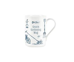 Purely Home Grans Gardening Mug - Bone China Vintage Style White Garden Coffee/Tea Present Gift