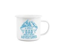 Purely Home Great Dad Great Adventures Enamel Mug - Fathers Day Camping Gift Durable Hot Drinks White Outdoor Cup - Travel Picnics Home Hiking