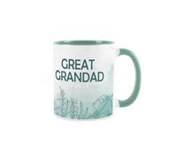 Purely Home Great Grandad Garden Meadow Mug - Gardening Gifts For Him - Turquoise & White Tea/coffee Hot Drinks Ceramic Cup Present