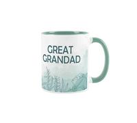 Purely Home Great Grandad Garden Meadow Mug - Gardening Gifts for Him - Turquoise & White Tea/Coffee Hot Drinks Ceramic Cup Present