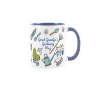 Purely Home Great Grandpas Gardening Mug - Gardening Accessories & Tools Presents - White & Blue Coffee/Tea Gift for Gardeners 11oz