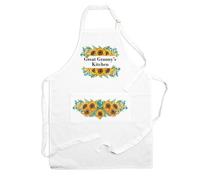 Purely Home Great Grannys Apron - Sunflowers Kitchen Cooking Apron With Adjustable Neck And Waist Ties - Large Front Pocket Womens Gift