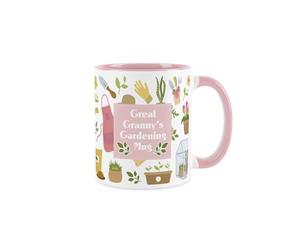 Purely Home Great Grannys Garden Mug - Pink Tulip Flowers Gardening Gift - Tea/Coffee Drinks Cup Present