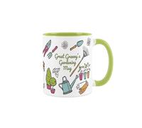 Purely Home Great Grannys Gardening Mug - Garden Accessories & Tools Presents - White & Light Green Tea/Coffee Drinks Cup Mothers Day Gift