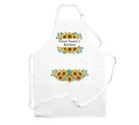 Purely Home Great Nannys Apron - Sunflowers Kitchen Cooking & Baking Apron With Adjustable Neck And Waist Ties - Large Front Pocket