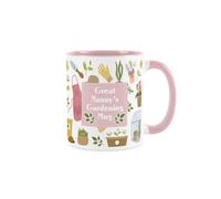 Purely Home Great Nannys Garden Mug - Pink Tulip Flowers Gardening Gift - Tea/Coffee Drinks Cup Present