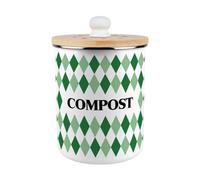 Purely Home Green Argyle Compost Caddy - Metal 2L Decorative Kitchen Food Waste Bin