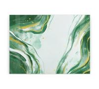 Purely Home Green & Gold Marble Glass Chopping Board - Rectangular Large Worktop Protector