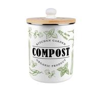 Purely Home Green Label Herbs Compost Caddy - Enamel 2L Kitchen Food Waste Bin