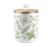 Purely Home Green Label Herbs Food Waste Caddy - Enamel 2L Kitchen Compost Bin