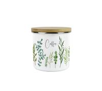 Purely Home Green Leaves Coffee Storage Canister - Vibrant Foliage Kitchen Decor Gift - Metal/enamel Hot Drinks Storage Container