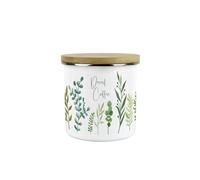 Purely Home Green Leaves Decaf Coffee Storage Canister - Vibrant Foliage Kitchen Decor Gift - Metal/Enamel Hot Drinks Storage Container