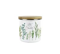 Purely Home Green Leaves Hot Chocolate Storage Canister - Vibrant Foliage Kitchen Decor Gift - Metal/enamel Hot Drinks Storage Container