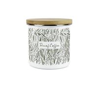 Purely Home Green Leaves Range Decaf Coffee Storage Canister - White And Green Metal Enamel Food Storage Container