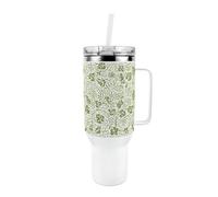 Purely Home Green Oak Leaves & Berries - 40Oz Stainless Steel Xl Travel Cup With Straw And Lid