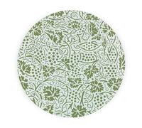 Purely Home Green Oak Leaves & Berries Round Worktop Protector - Textured Glass Chopping Board