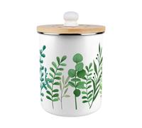 Purely Home Green Plant Foliage Food Waste Caddy - Enamel 2L Kitchen Compost Bin