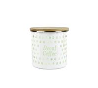 Purely Home Green Polka Dots Decaf Coffee Storage Canister - Spotty Dotty Green And White Metal Enamel Medium Sized Food Storage Container