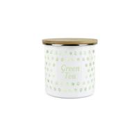Purely Home Green Polka Dots Green Tea Storage Canister - Spotty Dotty Green And White Metal Enamel Medium Sized Food Storage Container