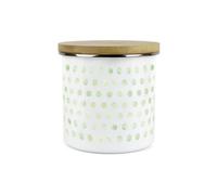 Purely Home Green Polka Dots Spots Canister - White Metal Enamel Kitchen Food Storage Container