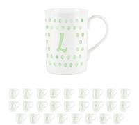 Purely Home Green Polka Dots Spots Letter L Mug - Bone China Alphabet Initials Gift/Present Mug
