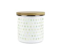 Purely Home Green Polka Dots Spots Plain Canister - White Metal Enamel Kitchen Food Storage Container