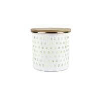 Purely Home Green Polka Dots Storage Canister - Spotty Dotty Green And White Metal Enamel Medium Sized Food Storage Container