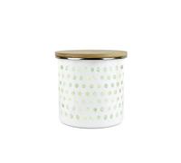Purely Home Green Polka Dots Storage Canister - Spotty Dotty Green And White Metal Enamel Medium Sized Food Storage Container