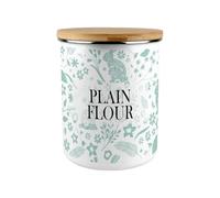 Purely Home Green Rabbits Plain Flour Canister - Wildlife & Nature 2.7L Extra-Large Enamel Kitchen Storage Tin Baking Gifts