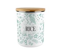 Purely Home Green Rabbits Rice Canister - Wildlife & Nature 2.7L Extra-Large Enamel Kitchen Storage Tin Cooking Gifts