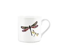 Purely Home Green/Red Dragonfly Mug - Bone China White Garden Coffee/Tea Present Gift for Animal Lovers
