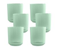 Purely Home Green Reusable Plastic Cups - Matte Finish 15oz Ribbed Tumbler Drinking Cups Set for Outdoor Dining