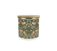Purely Home Green Strawberry Thief Canister - Morris Inspired Floral Tapestry Artwork - 600ml Enamel Hot Drinks/Food Kitchen Medium Storage Container