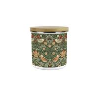 Purely Home Green Strawberry Thief Canister - Morris Inspired Floral Tapestry Artwork - Enamel Kitchen Medium Storage Container
