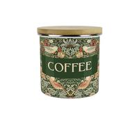 Purely Home Green Strawberry Thief Coffee Storage Canister - Morris Inspired Floral Tapestry Artwork - 1.2L Enamel Hot Drinks/Food Kitchen Storage Container