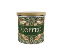Purely Home Green Strawberry Thief Coffee Storage Canister - Morris Inspired Floral Tapestry Artwork - 1.2L Enamel Kitchen Storage Container