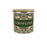 Purely Home Green Strawberry Thief Cornflour Canister - 1.2L Large William Morris Inspired Tapestry Artwork Enamel Kitchen Storage Gift